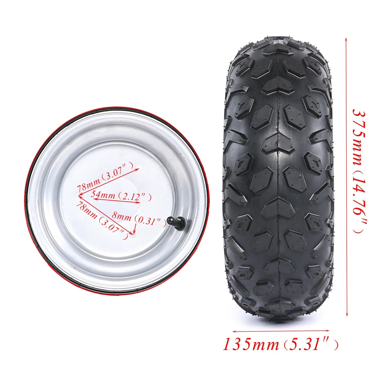 4-pack of 6-inch 3-stud wheels, 145/70-6 tires and rims, all-terrain vehicle, four-wheel go-kart, Taodao 110cc 125