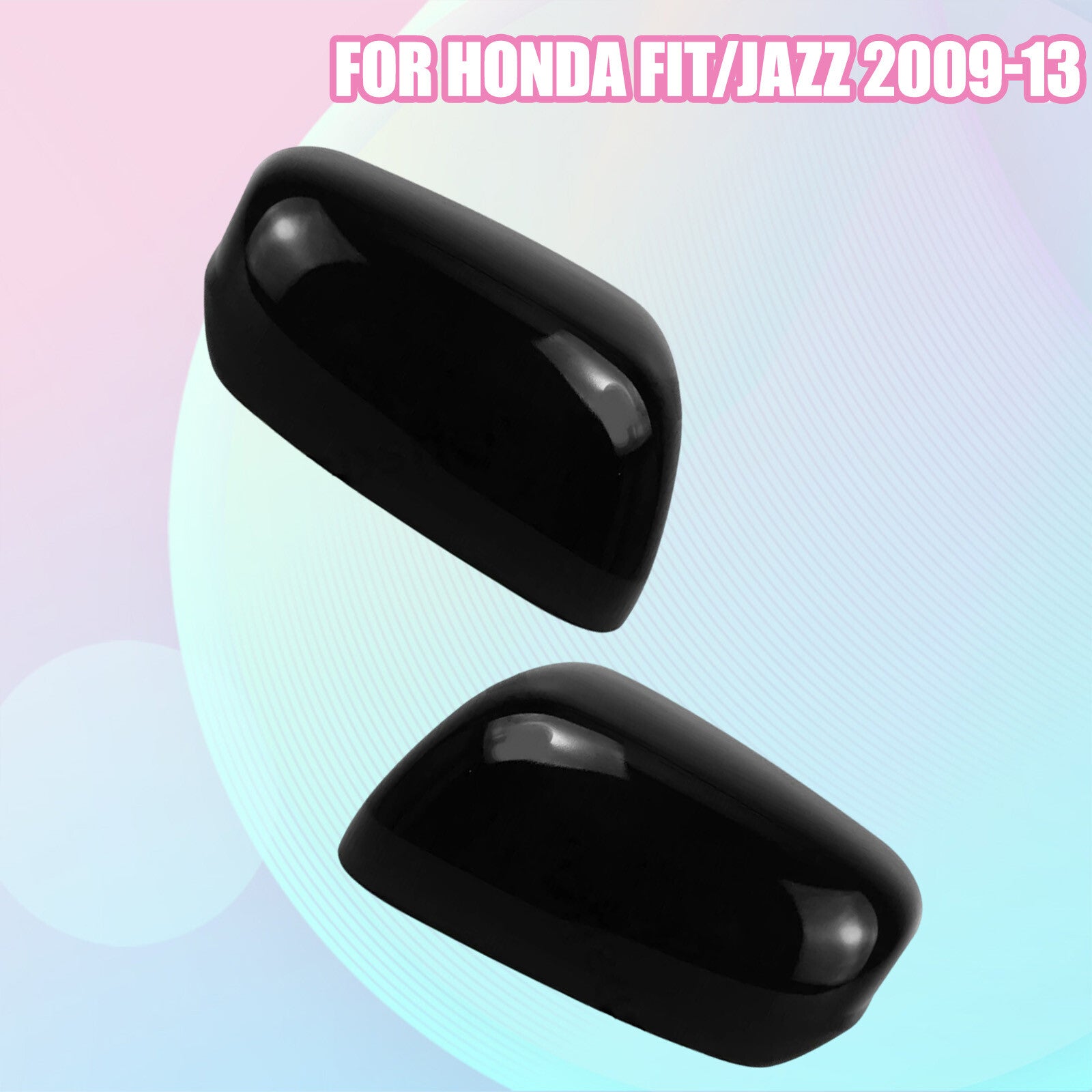 2-Piece Black Left + Right Side Mirror Covers for 2009-13 for Honda Fit/Jazz