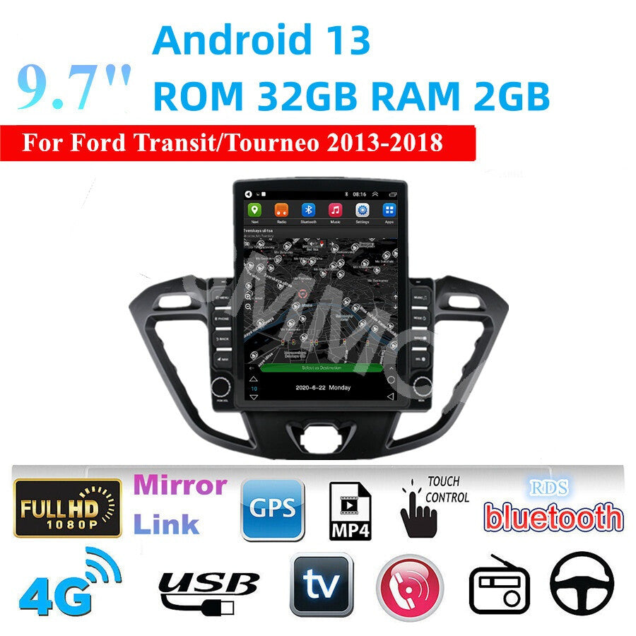 Android 13 For Carplay Car Stereo Radio Fit for Ford Transit Custom 2013-2018