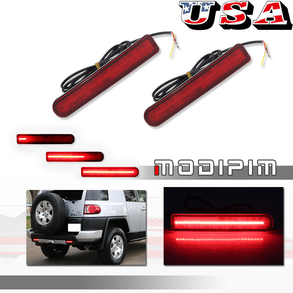 Red rear bumper reflector tail brake light for Toyota FJ Cruiser 2007-14