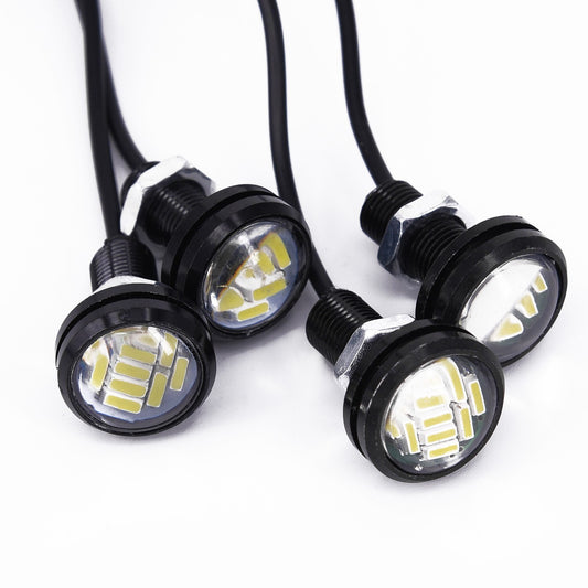 4 White Dustproof 12LED Car Daytime Running Lights with Backup Signal