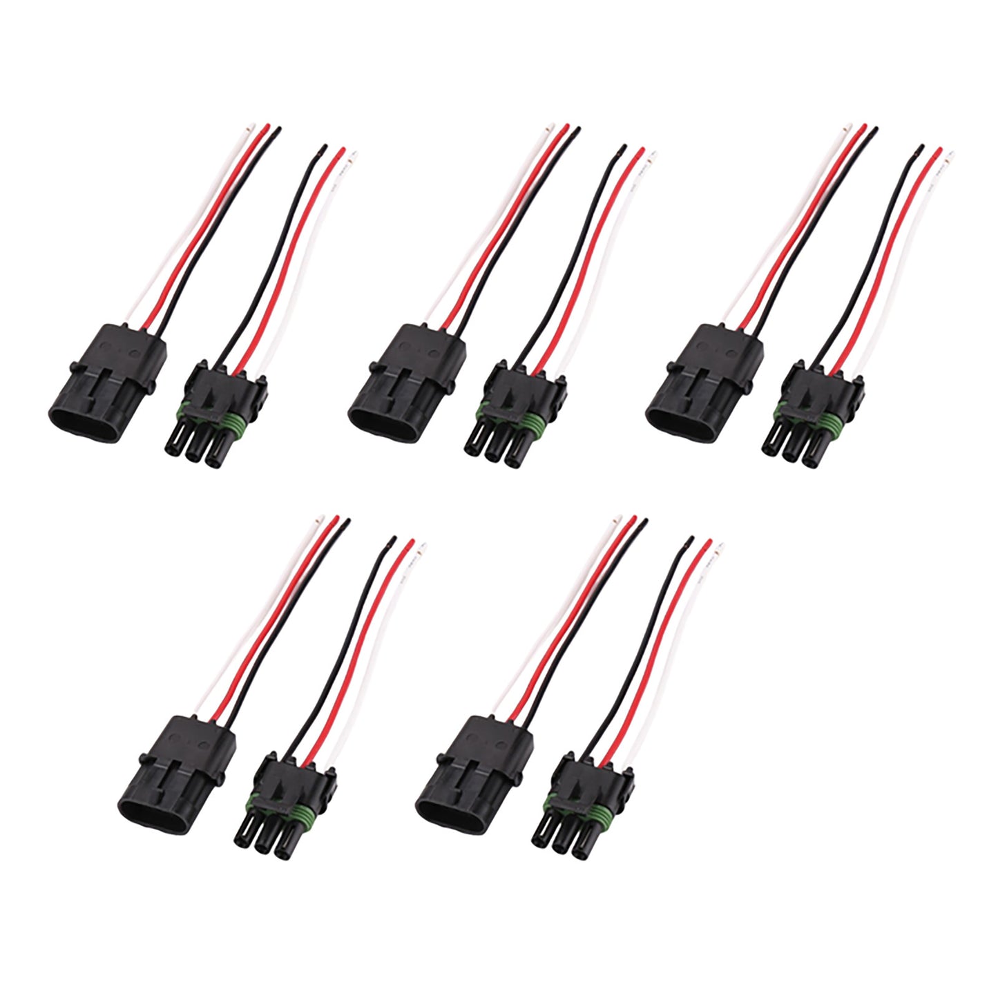 5Pair OLS 3-Wire Weather Pack Connector Kit Assembled with 6 16 AWG Wires
