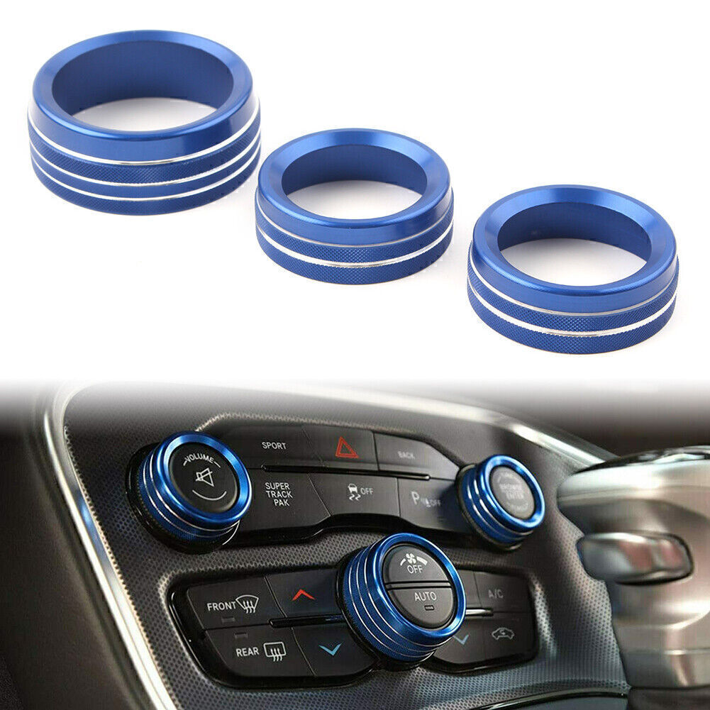 Air Conditioner Switch CD Button Knob for Dodge for Challenger 2015-2020 Blue 3PCs