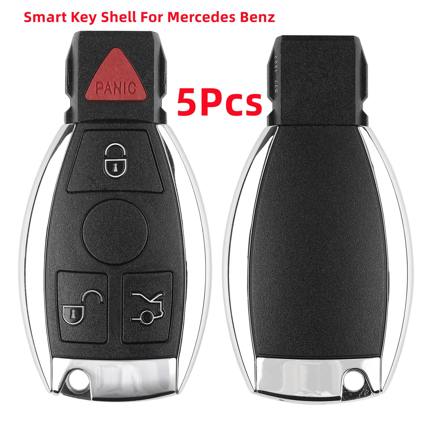 5Pcs for Smart Key Shell 4 Buttons with Panic for Mercedes-Benz Universal