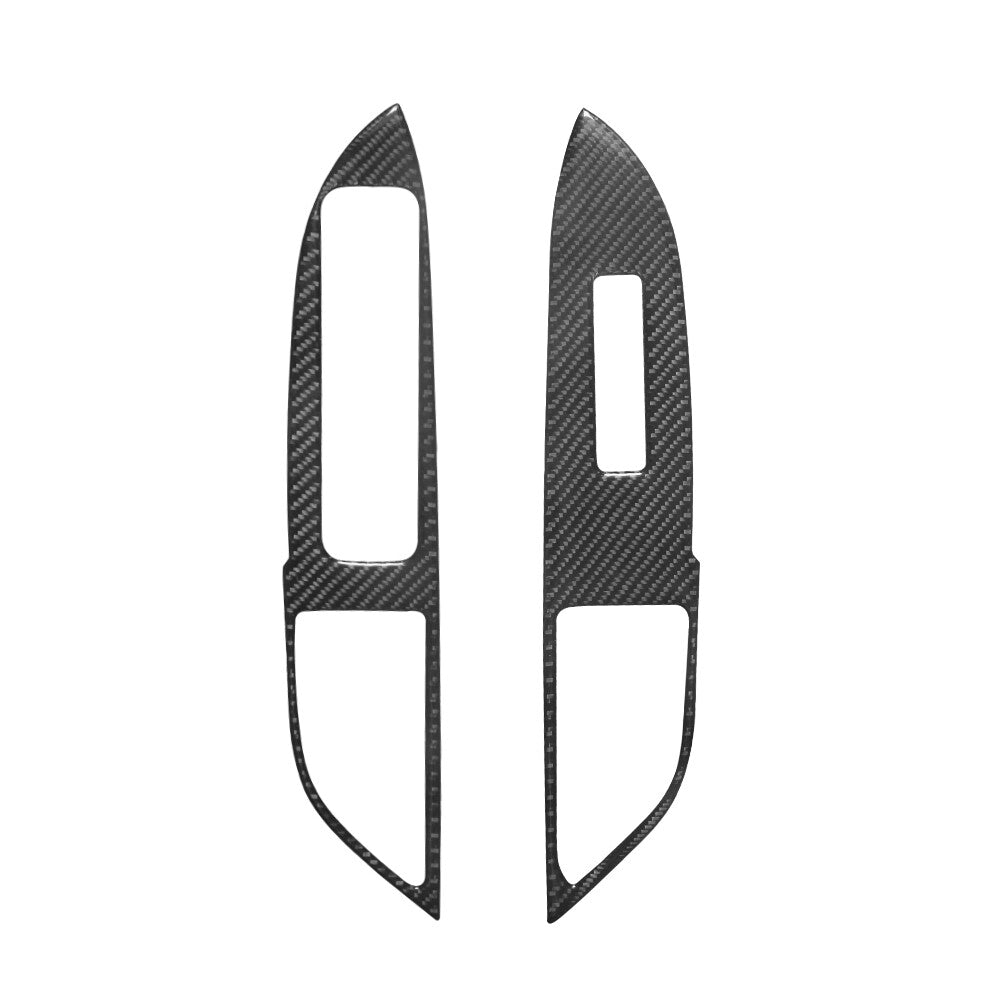 2x Carbon Fiber Front Door Switch Cover Trim for Mitsubishi Outlander 2014-2016