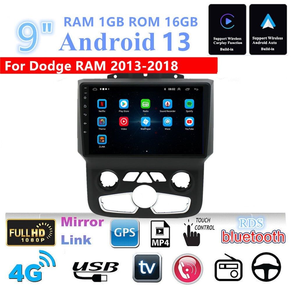 Android 13 For Carplay Car Stereo Radio Fit For 2013-2018 for Dodge for Ram 1500 2500
