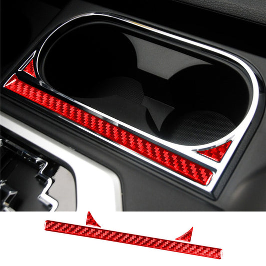3¡Á Red Carbon Fiber Water Cup Holder Side Decor Trim for T@yota Tundr@ 2014-2021