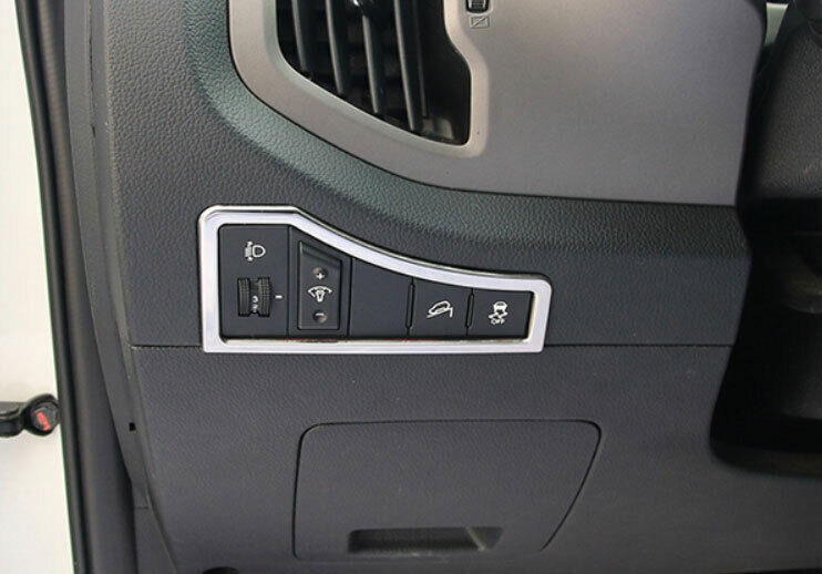 Car Headlight Button Frame Cover Trim for Kia Sportage R 2011-2016 Silver Steel