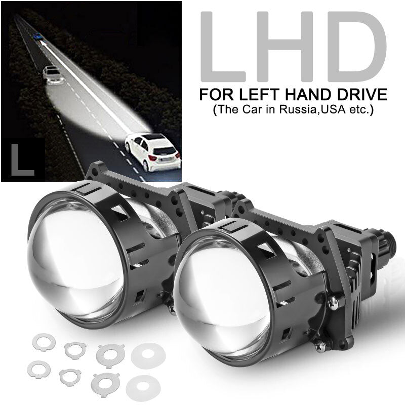 2X 3.0 Bi LED Projector Lens LHD Headlight Kit 20000LM Hi-Lo H4 H7 9005 9006