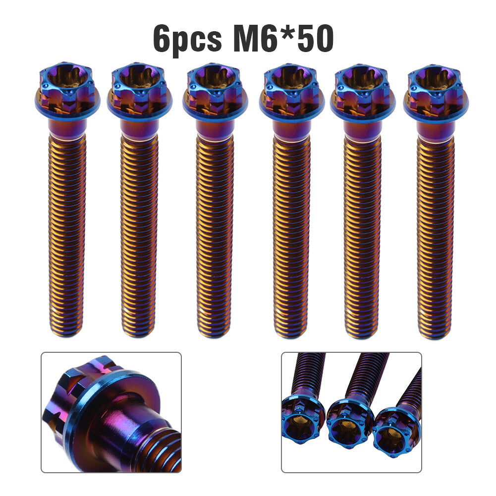 6pcs Bolts Torx Head Flange Screws M6x50mm For Motorcycle Bike