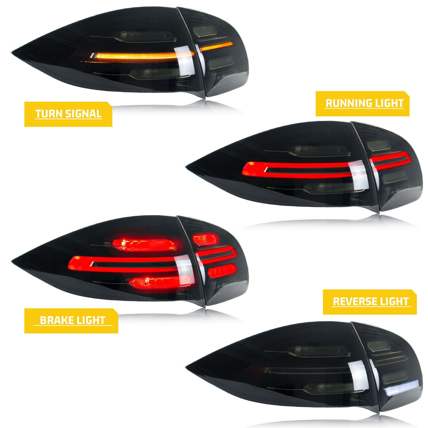 LED black taillights for Porsche for Cayenne 2011 - 2014 958 sequential taillights