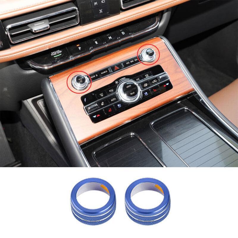 for Lincoln Aviator 2020-2022 Blue Aluminum CD Switch Button Knob Cover Bezel