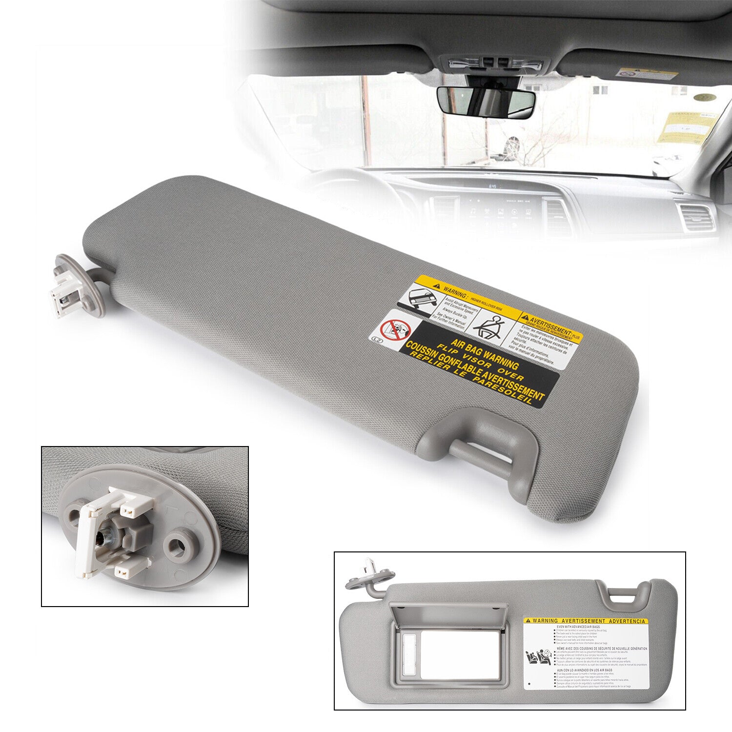 Suitable for Toyota 14-19 Highlander, left gray sun visor with light, 74320-0E074-B0