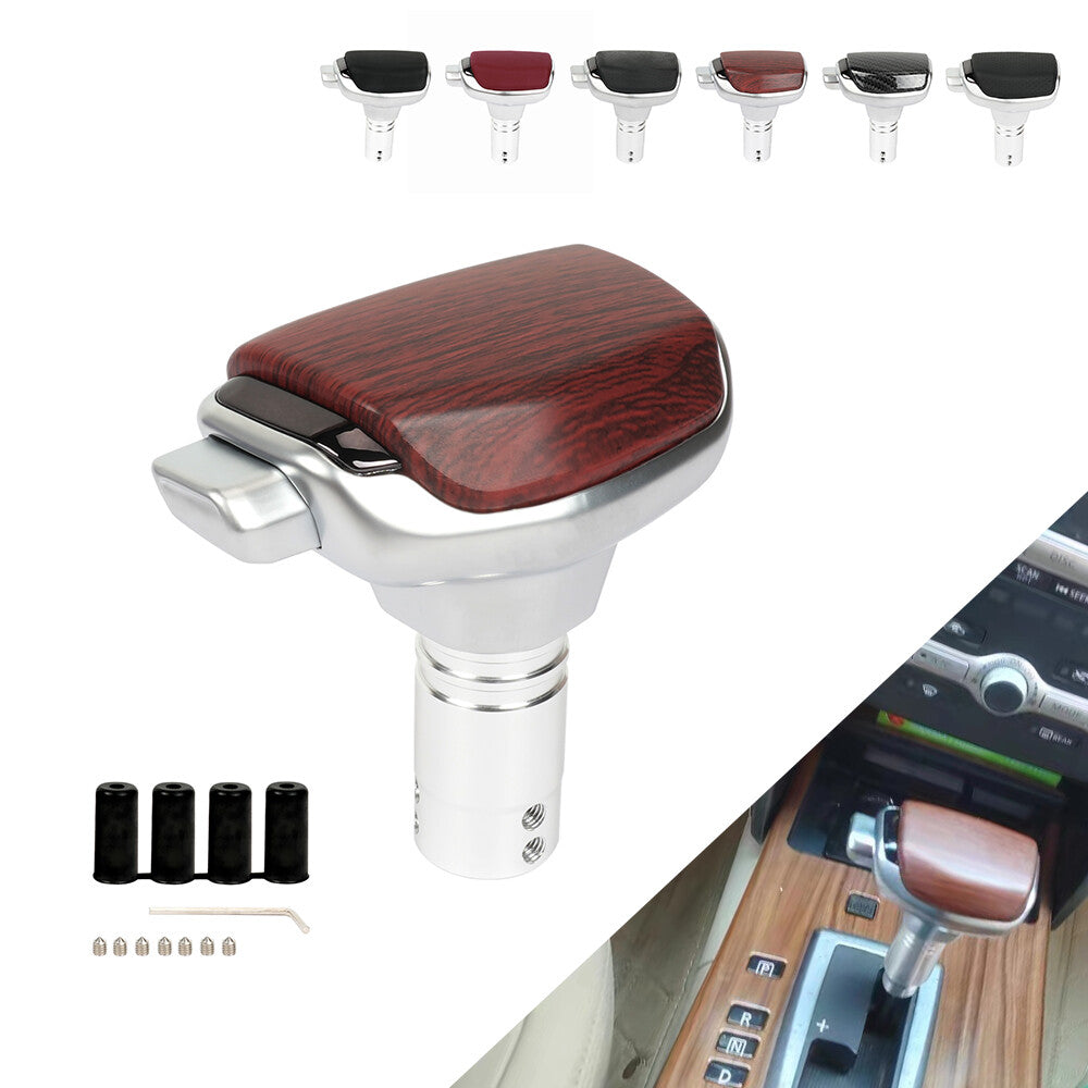 New JDM PU Leather Metal Automatic Car Gear Stick Shift Knob Shifter Push Button