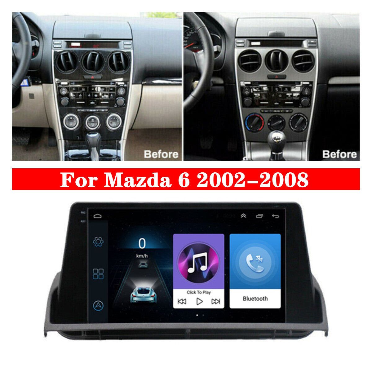 9 For 2002-2008 for Mazda 6 Android 12 Radio Stereo GPS Navigation Mirror Link 16GB