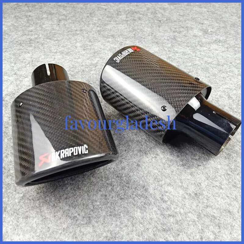 2PCS Akrapovic Oval Exhaust Pipes Car Stainless Black Muffler Pipe 63mm-105mm
