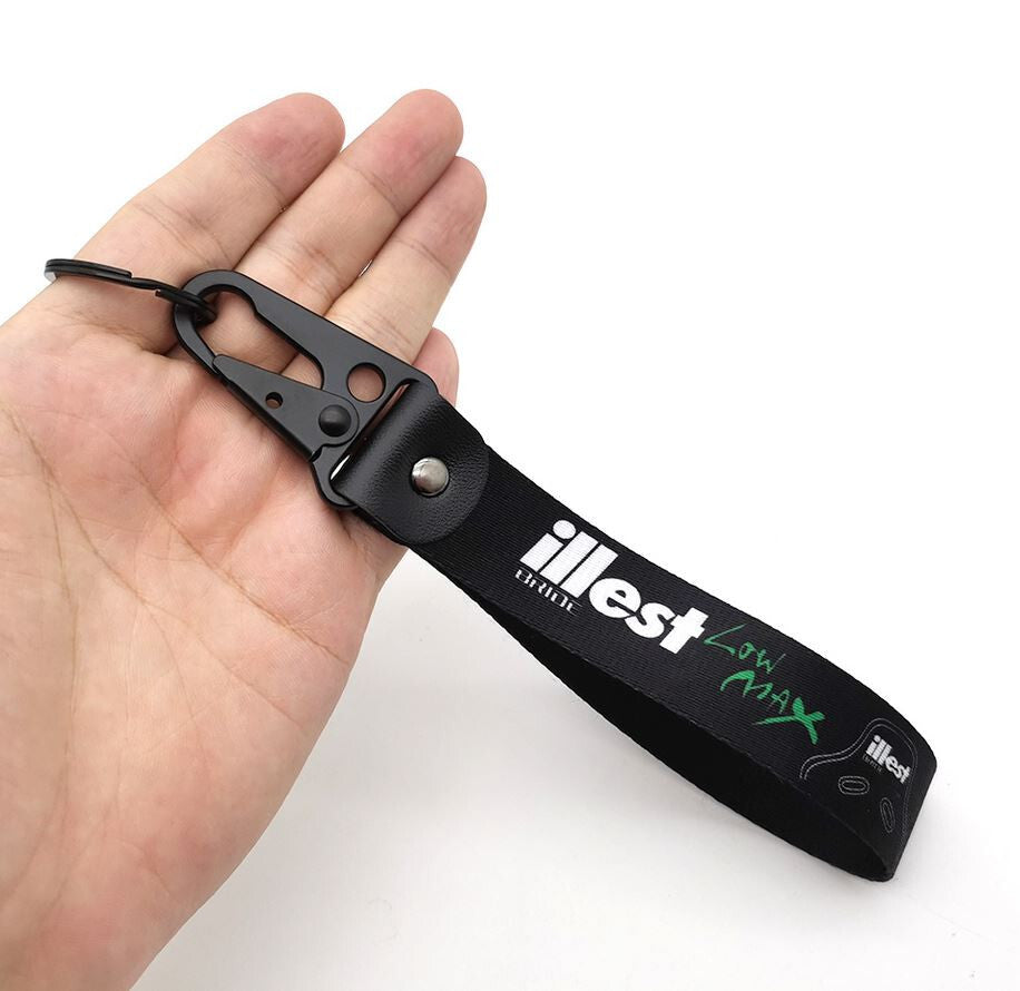 Car keychain/key ring with lanyard, black, suited for Nissan .