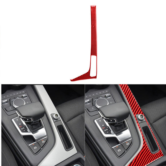for Audi for A4 2017-19 Red Carbon Fiber Gear Shift Panel Side Decorative Cover Trim