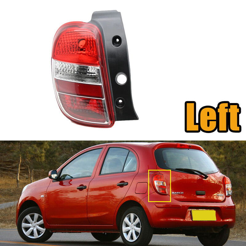 Applicable to for Nissan 2010 - March 2017 taillight and brake light housings without bulbs on the left side.