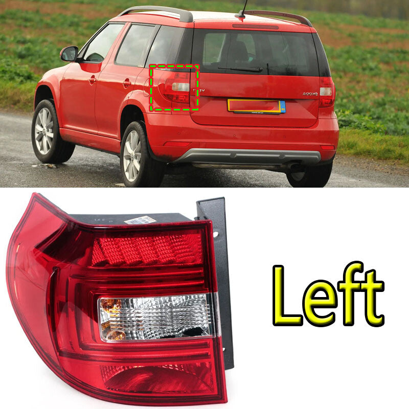 Applicable to for Skoda Yeti 2014 - 2017: Left taillight, bumper light, brake light, turn signal.
