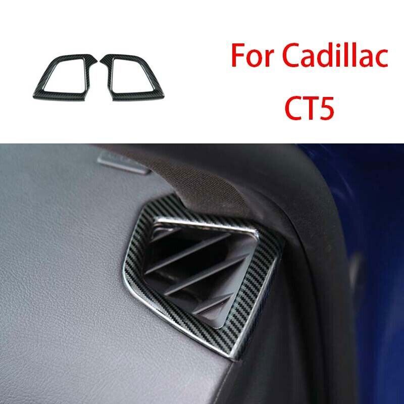 for Cadillac CT5 2020-2024 Carbon Fiber Dashboard LR Air Outlet Vent Cover Trim