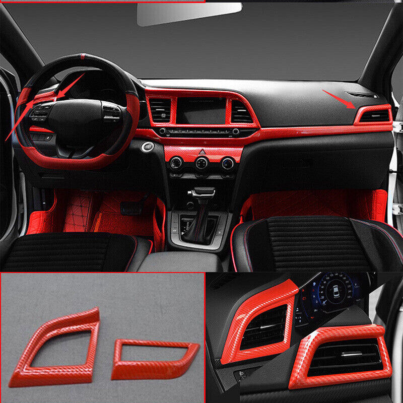 for Hyundai for Elantra 19-20 Carbon Fiber Red Style LR AC Air Outlet Vent Cover 2X