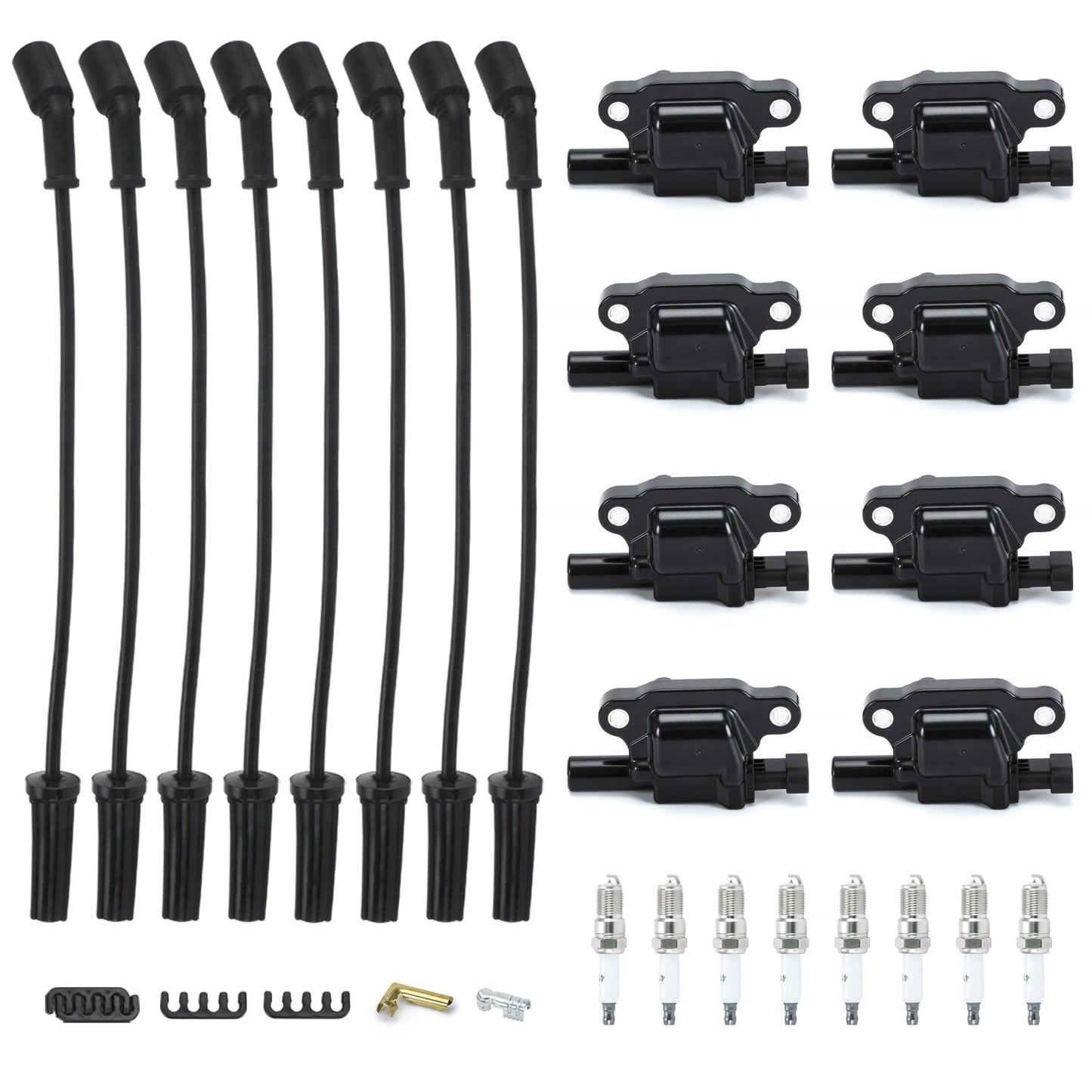 For GM for Chevy UF413 Ignition Coils + 41-962 Spark Plugs + Spark Plug Wires 748GG