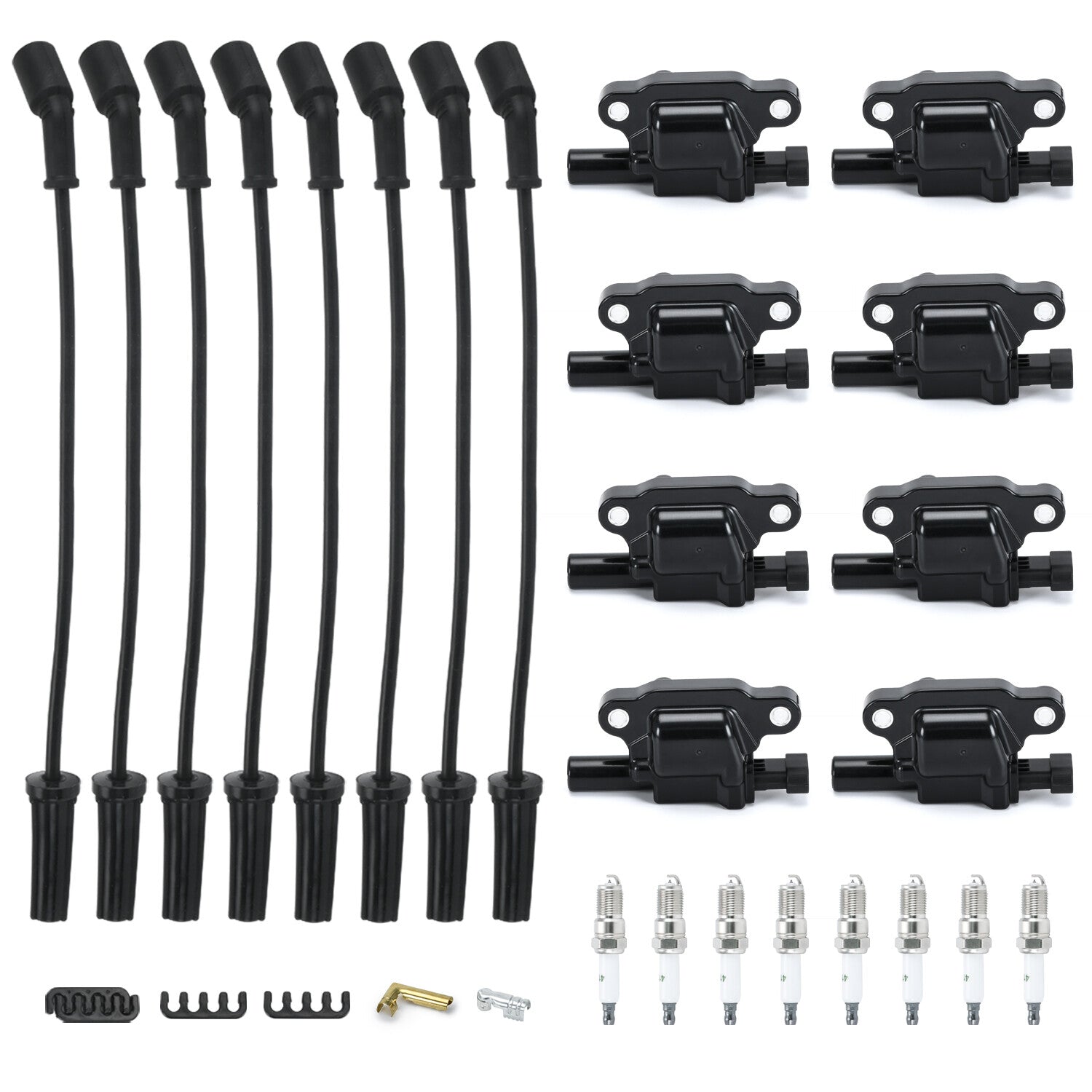 For GM for Chevy UF413 Ignition Coils + 41-962 Spark Plugs + Spark Plug Wires 748GG