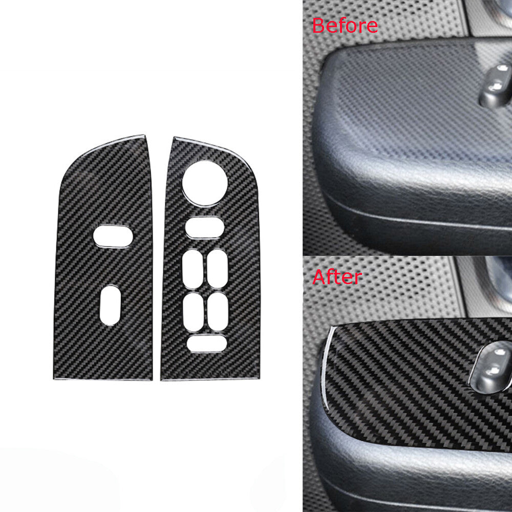 2Pcs Carbon Fiber Front Door Control Panel Trim Cover for Ford F150 2004-2008