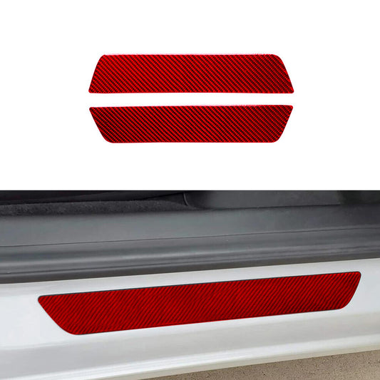 Red Carbon Fiber Interior Rear Door Sill Accent Cover Trim for Tesla for Model Y /3