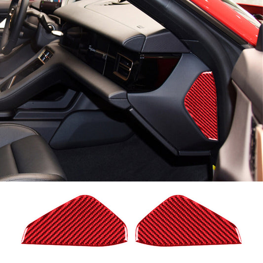 Red Carbon Fiber Door Anti-Collision Buffer Panel Cover for Porsche Taycan 2019+