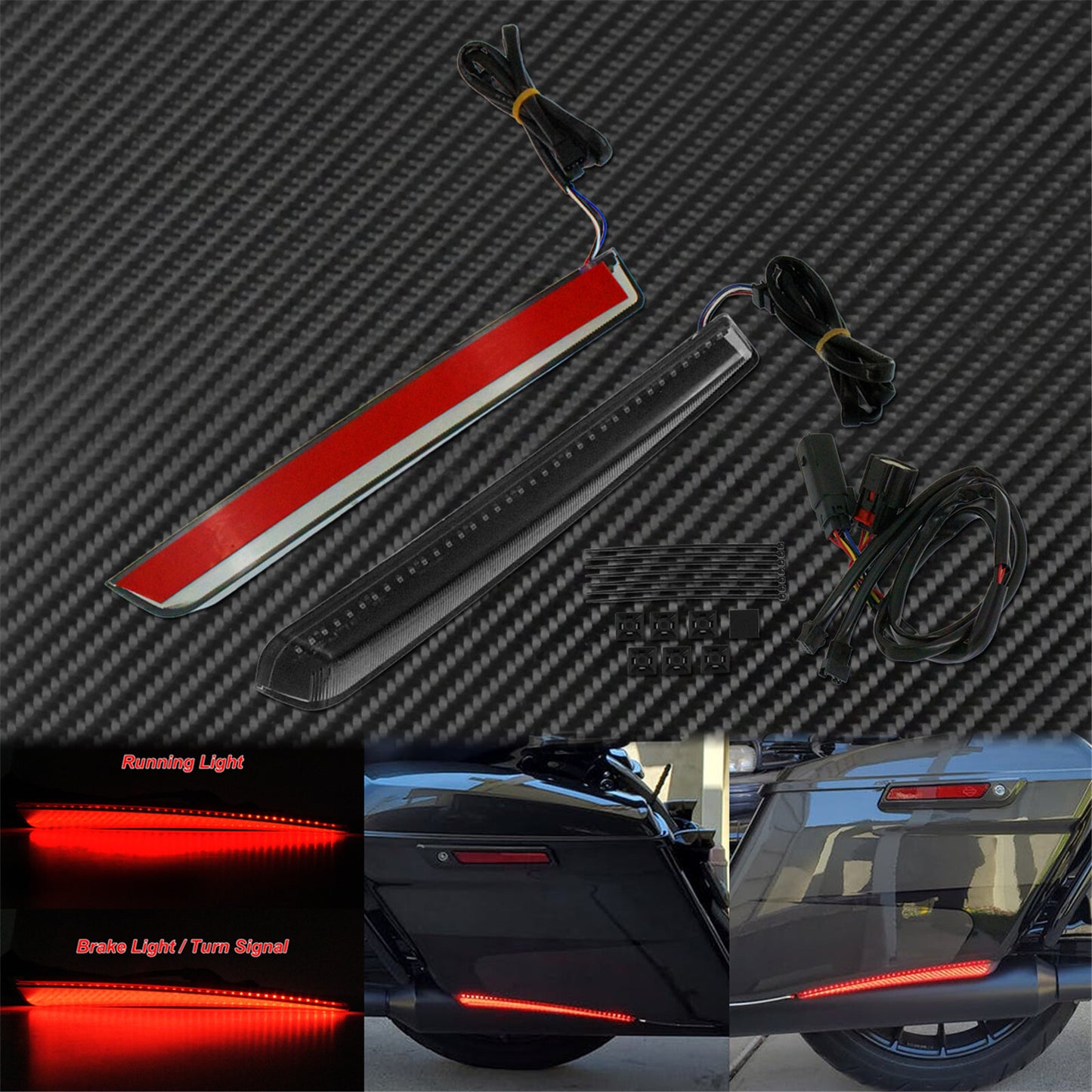 Smoke Rear Saddlebag Extended Bag Light LED Run Brake Turn Signal Fit for Harley