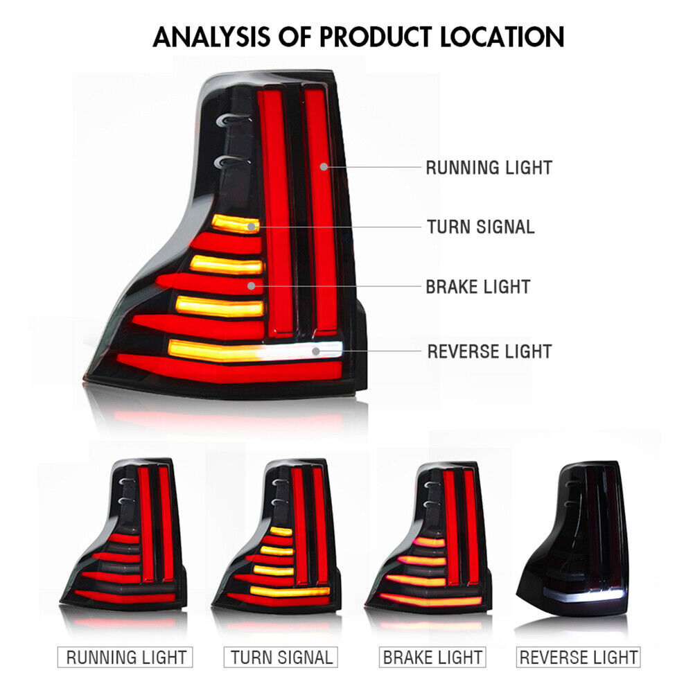 LED taillights are compatible with 2010-2021 for Toyota for Land Cruiser Prado / for Lexus GX460 (2010-2021).