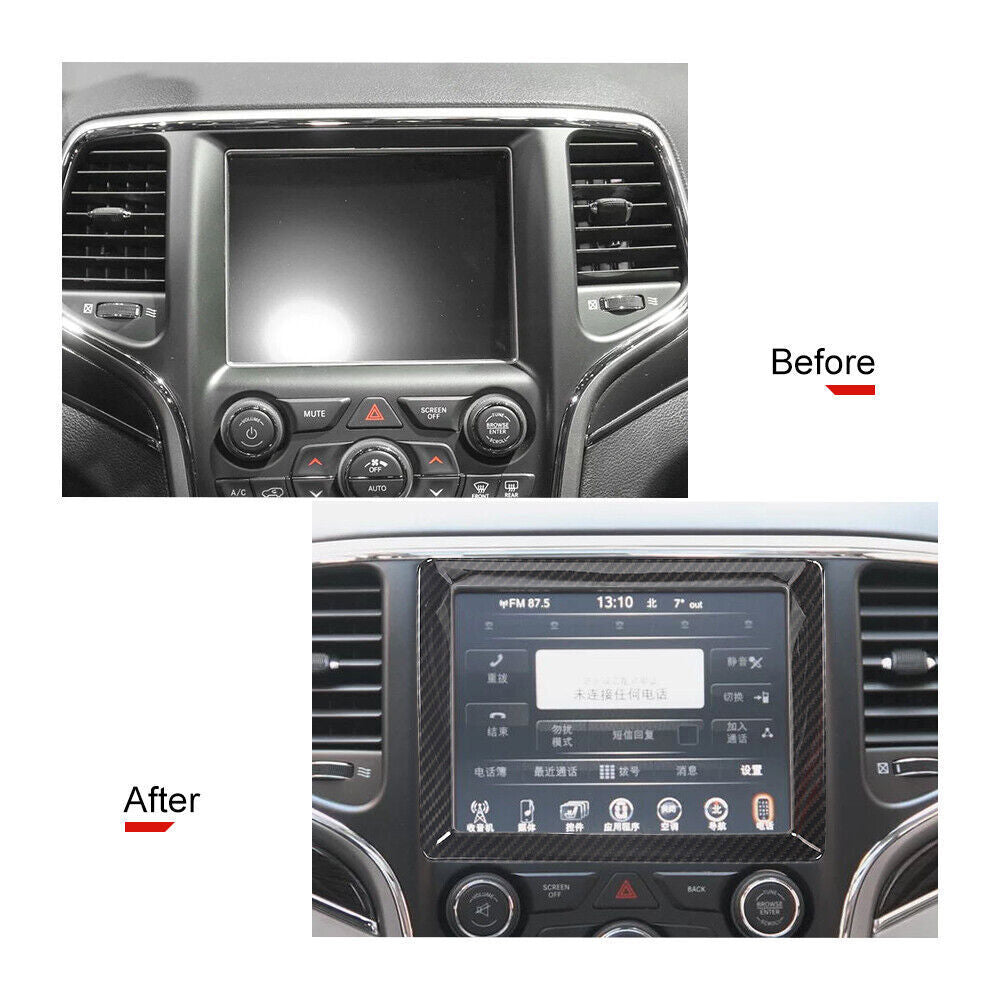 Carbon Fiber Look Navigation Screen Frame Trim for Jeep Grand Cherokee 2011-2020