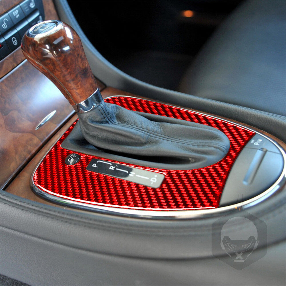 Red Carbon Fiber Central Gear Shift Panel Trim for Benz CLS Class C219 2004-2009