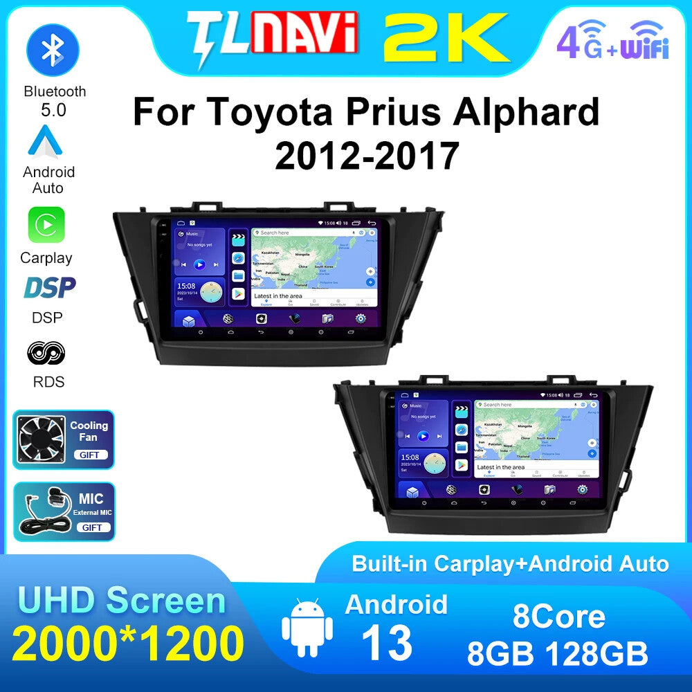 for Toyota Prius Plus V Alphard 2012-2017 Car Stereo Radio GPS Player Screen DSP