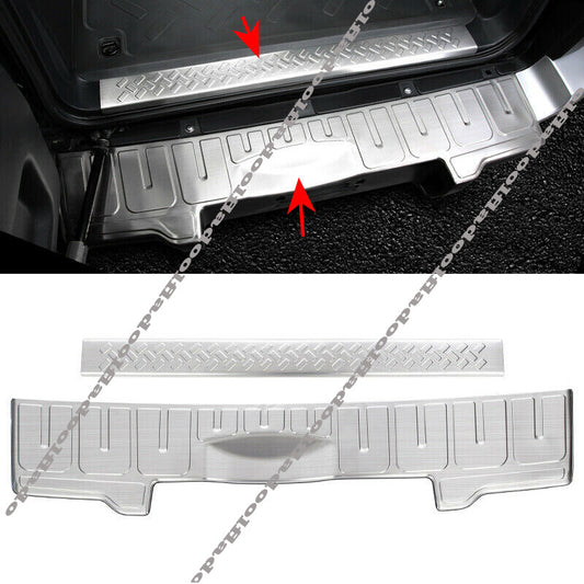 Silver steel Rear Door Trunk Sill Plate Guard Cover for Toyota FJ Cruiser 07-21