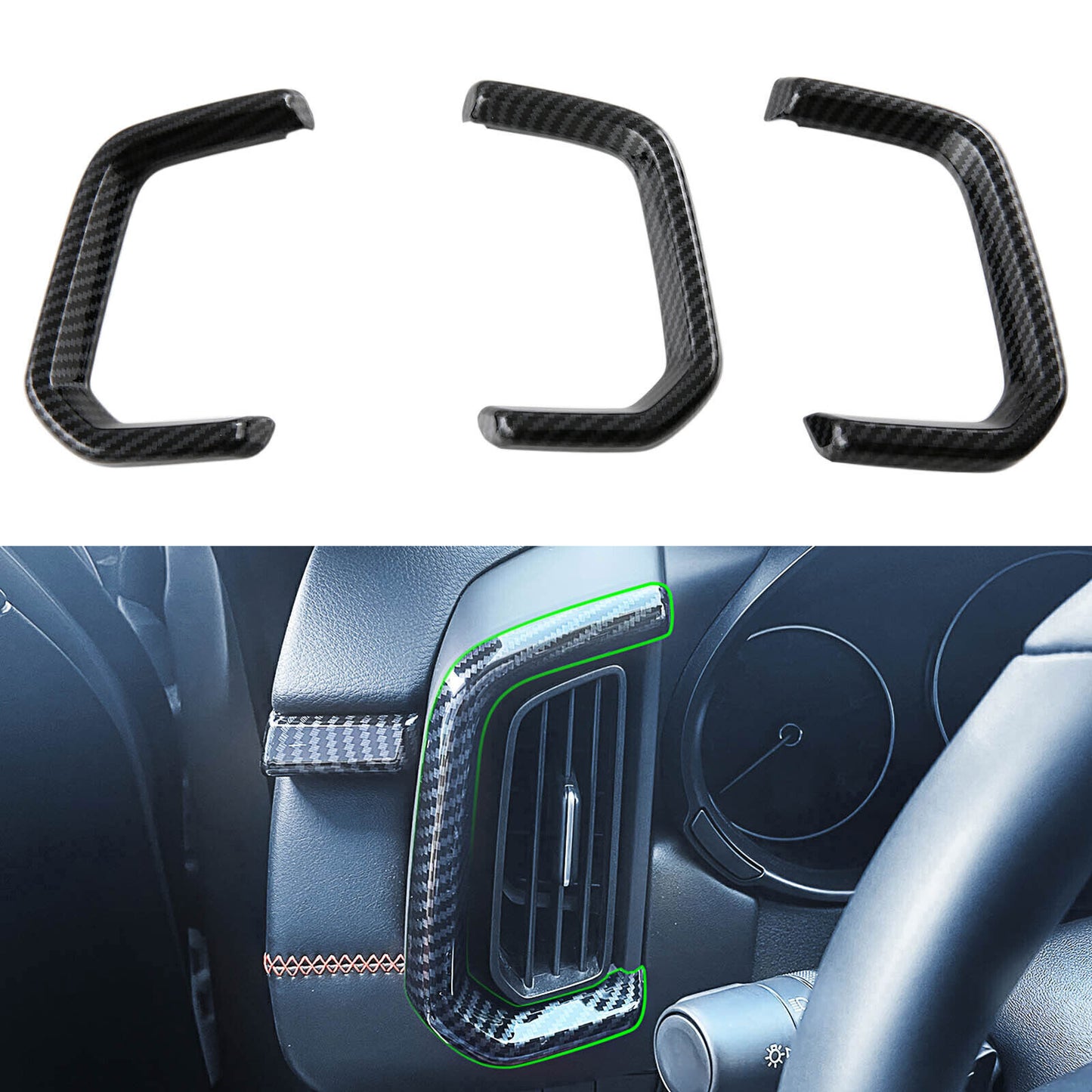 3X Carbon Fiber Look Dashboard side Air Vent Cover Trim for Mazda CX-50 2023-25