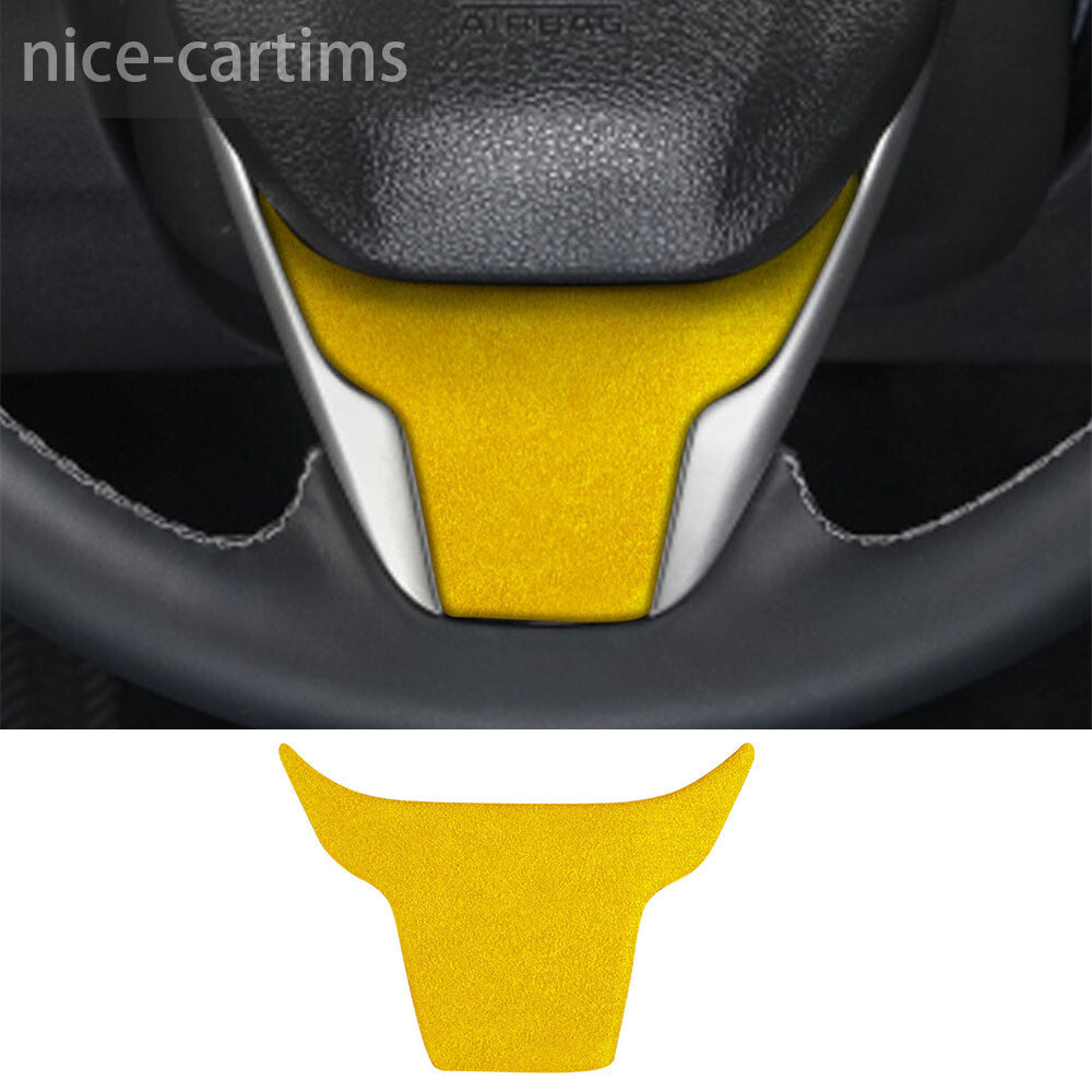 Suede Yellow Steering Wheel Lower Chin Panel Cover Fit for Honda for Civic 2016-2021