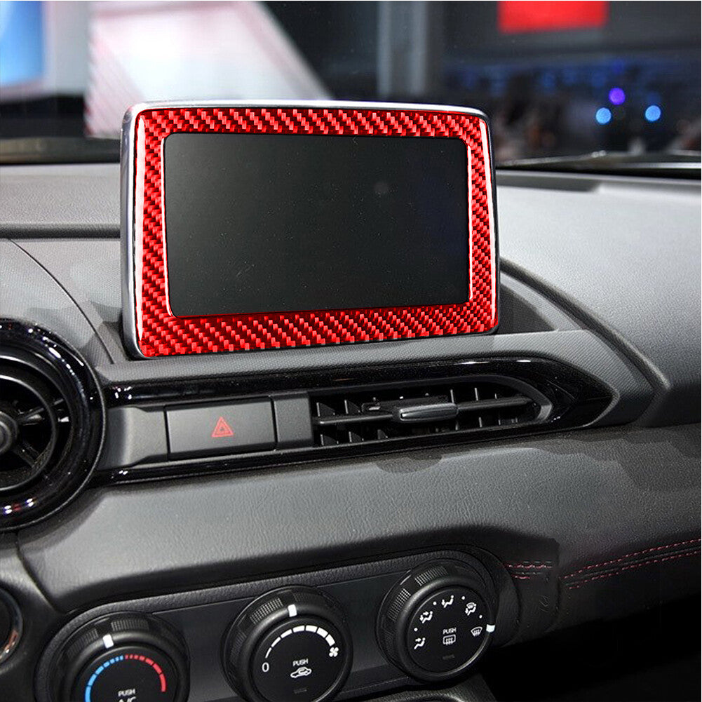 for Mazda MX-5 2016-20 Carbon Fiber Interior Navigation Displayer Cover Trim Red
