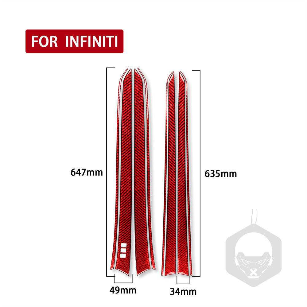 for Infiniti G37 Sedan 2007-13 Red Carbon Fiber Interior Door Panel Decor Trim¡Á8