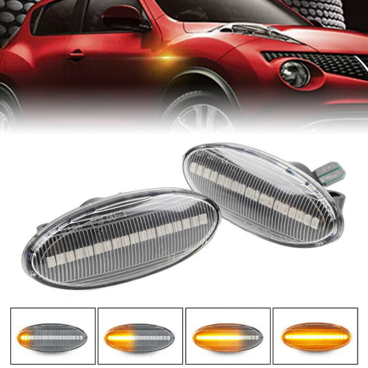 Dynamic Clear LED Side Marker Turn Signal Light Fit for Nissan Qashqai Juke X-trail
