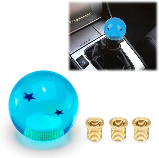 1Pc Blue Dragon Ball Shift Knob W/3 Adapter Universal Manual Transmission 2 Star
