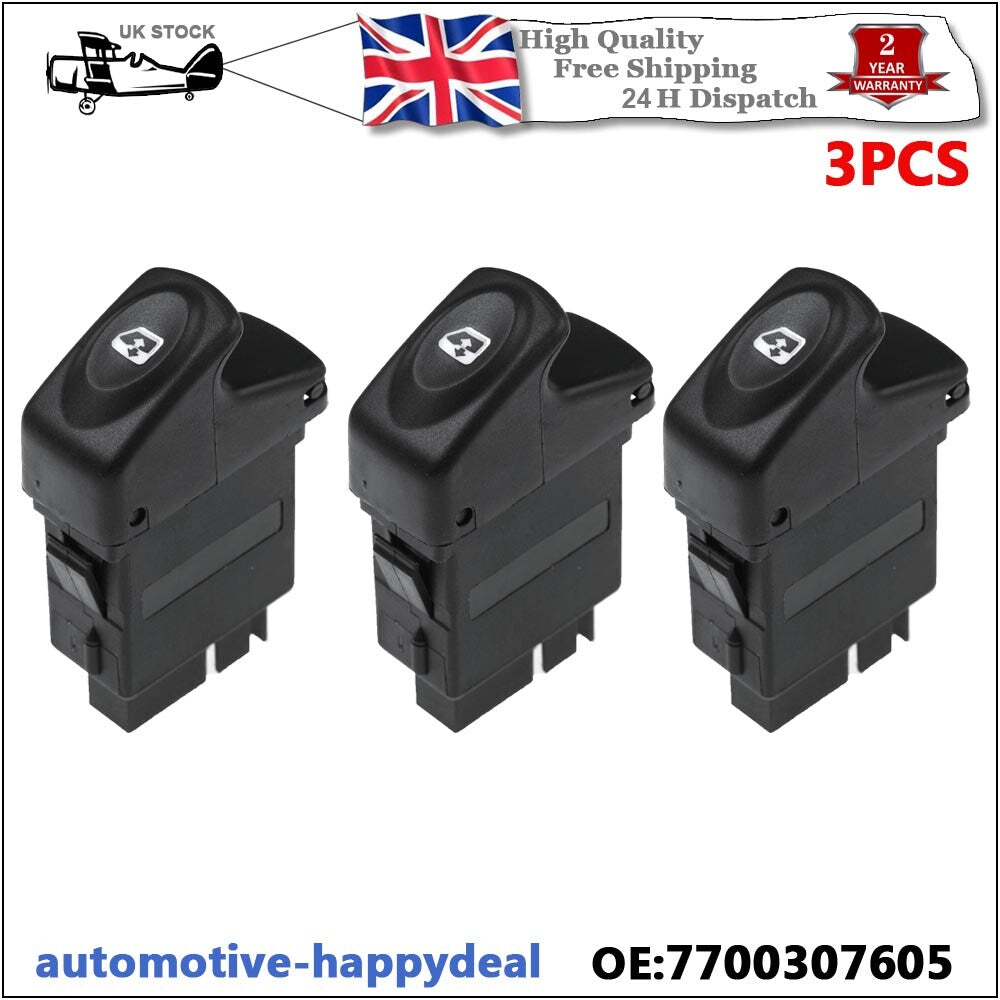 3 X Electric Door Window Mirror Switch for Renault Kangoo Megane MK1 Clio