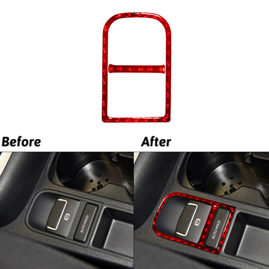 Red Carbon Fiber EPB Console Outer Frame Trim for Volkswagen for Tiguan 2013-2017
