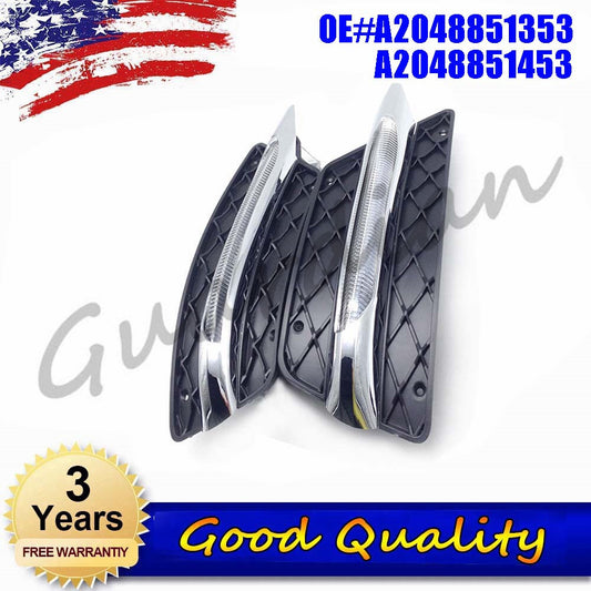 Left and right bumper grille-shaped LED fog lights (DRL) suitable for Mercedes W204, C250, C300