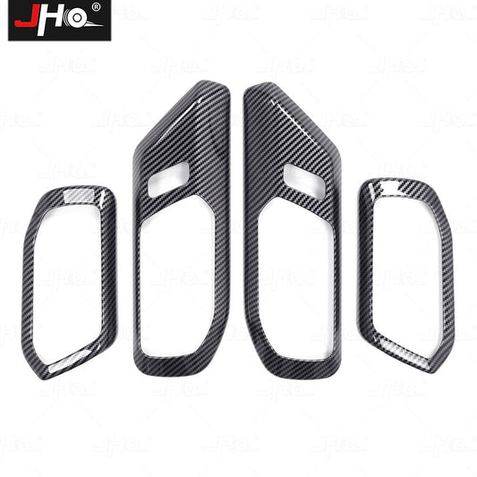 Glossy Carbon Fiber Inner Door Handle Pull Cover Trim for Ford Bronco 2021-2024