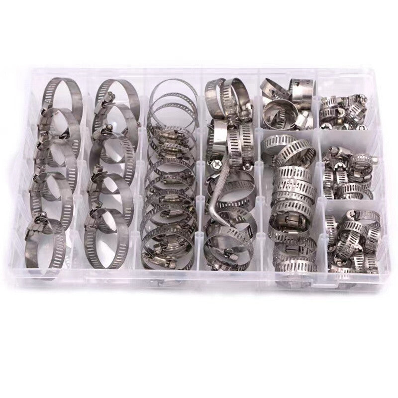 80Pcs Stainless Steel Car Oil Hose Clamp Kit Assorted Pipe Hoop Tube Collars Set