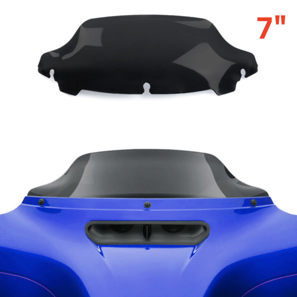 Black 7 Wave Windshield Windscreen For Electra Glide Ultra Classic: 2014-2021