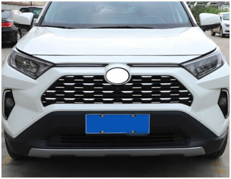 Silver Front Center Mesh Grille Grill Moulding Trims for Toyota Rav4 19-2023
